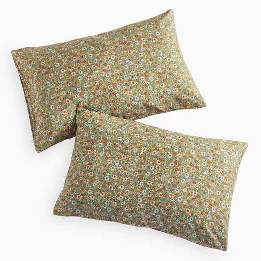 - Floral Pillow Cases, Cute Vintage Flower Shabby Chic Coquette Cottagecore Aesthetic, Set of 2 Soft Pillowcases Pillow Shams Covers, Olive Green, King Size 20X36 Inches