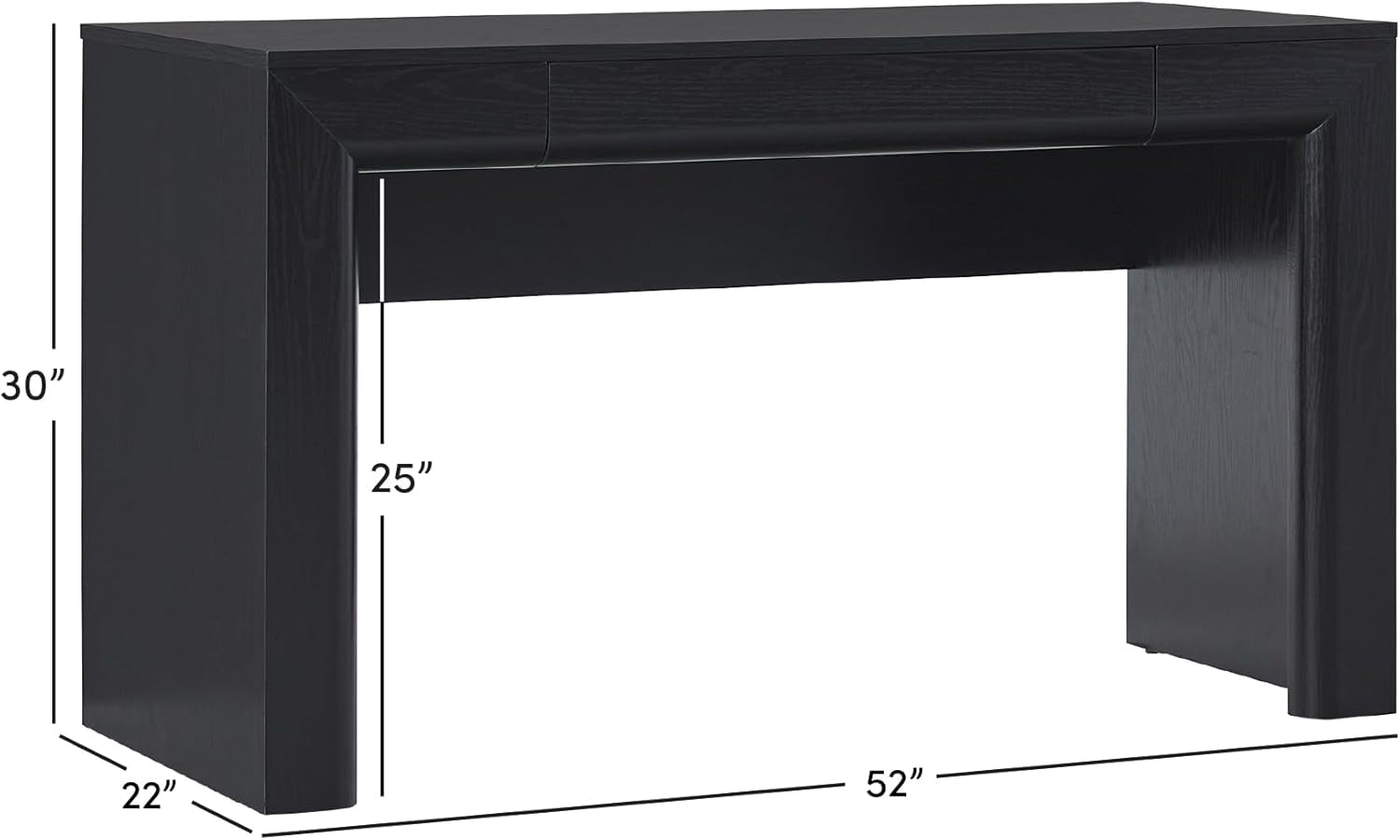 Amira Modern MDF Waterfall Writing Desk with a Built-In Storage Drawer, 52 Inch, Black
