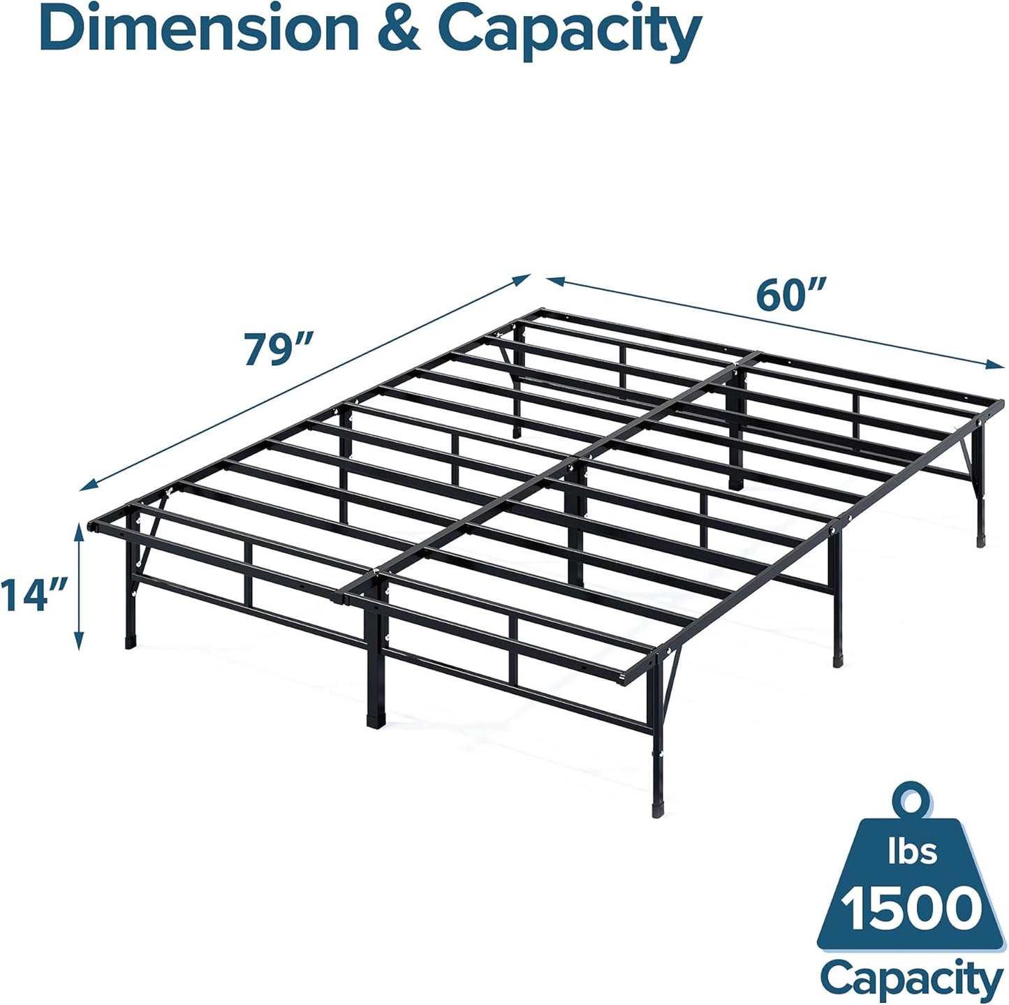 Sleep Master Do-It-Yourself Smart Platform Metal Bed Frame, Queen