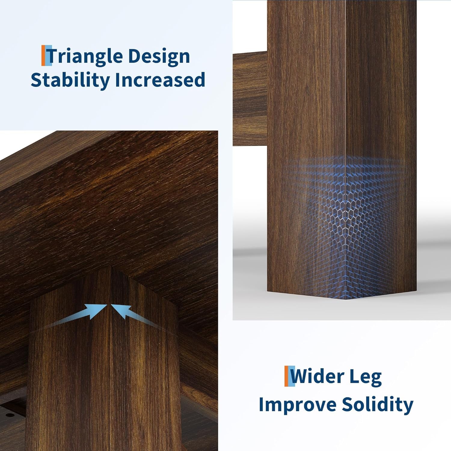 Dining Table for 6-8, 71" Long Large Wooden Farmhouse Kitchen Table with Thick Sturdy Frame, Rectangular Dining Room Dinner Table with Stable Triangular Legs for Kitchen,Office,Rustic Brown