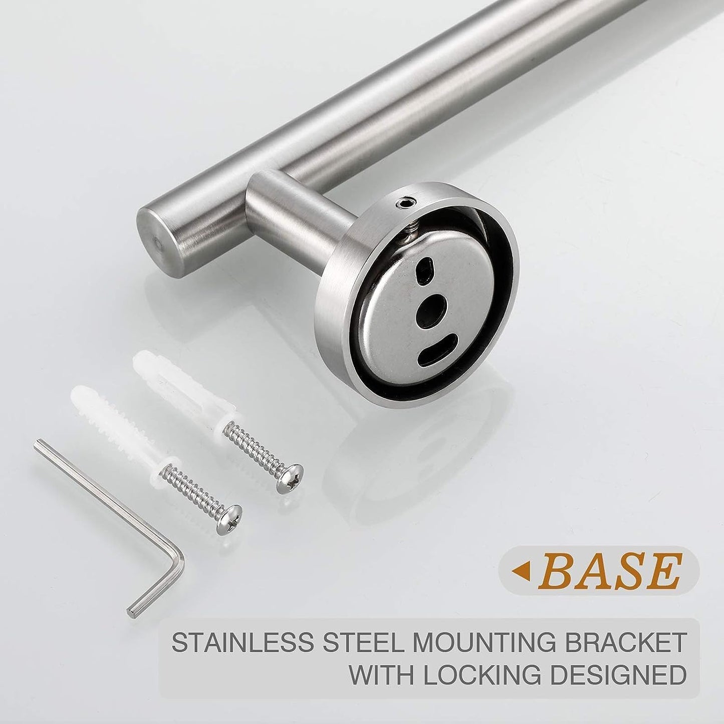 Brushed Nickel Towel Bar, 24-Inch Towel Rack for Bathroom Wall Mounted, Thicken SUS304 Stainless Steel Towel Rod Modern Home Decor (Total Length 26-Inch)