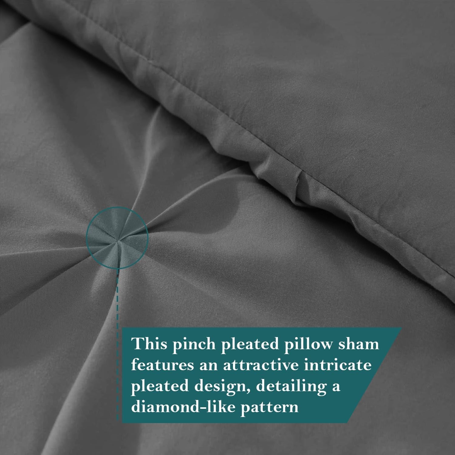 King Pillow Shams Set of 2 Pinch Pleated Dark Grey Pillow Shams King Size 20X36 Pillow Covers 100% Egyptian Cotton 600 TC Soft Skin Friendly Cushion Cover Cases Pinch Decorative Pillow Shams for Bed