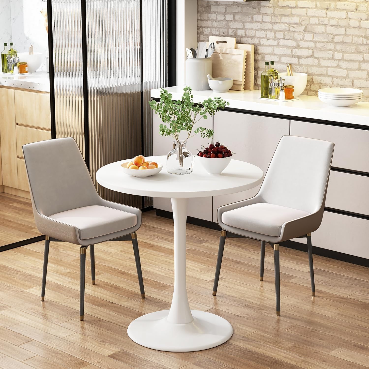 White round Table Modern Tulip Dining Table White round Kitchen Table Mid Century Coffee Table for Living Room, 24 Inch