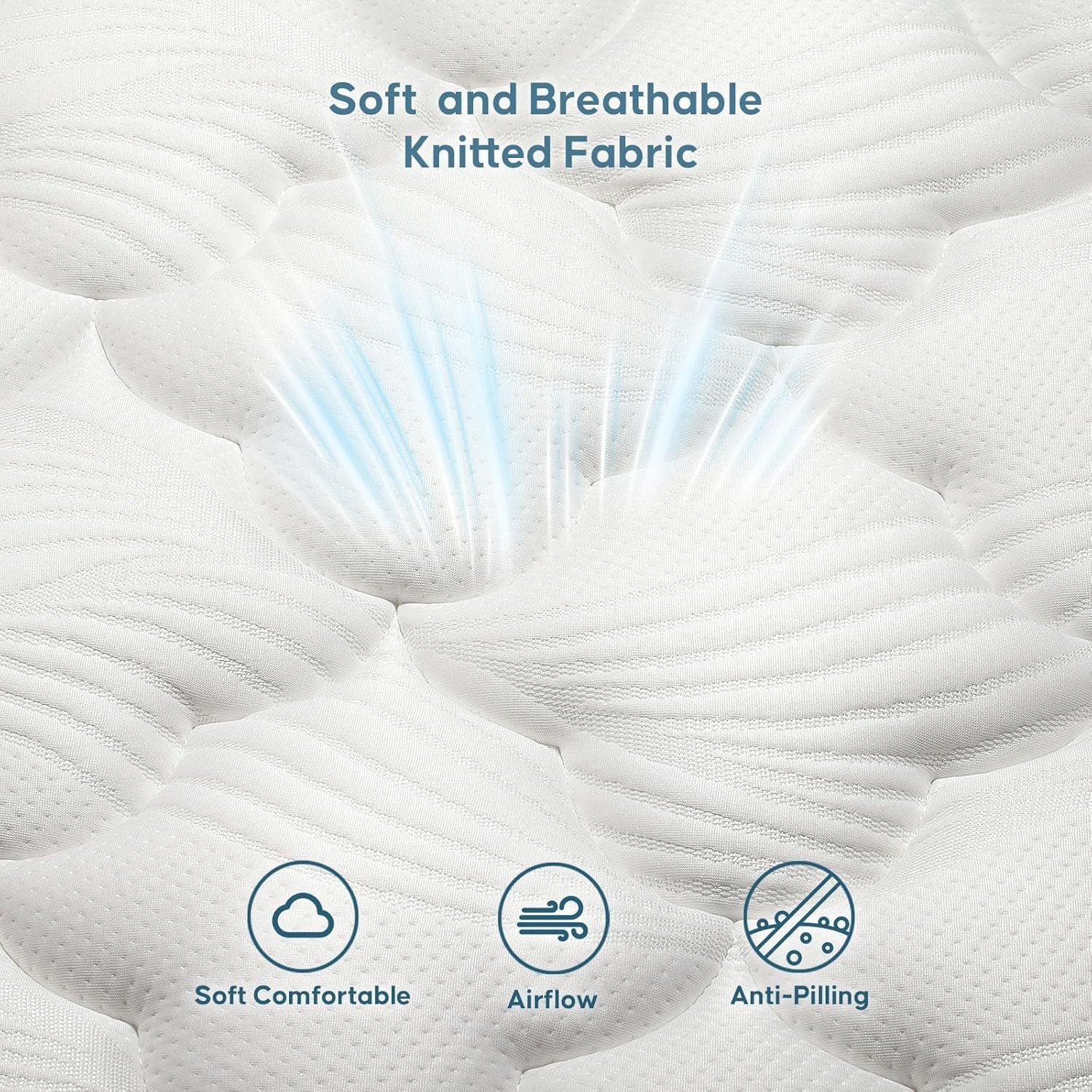 Queen Mattress, 14 Inch Queen Size Mattress in a Box, Upgraded Hybrid Mattresses Pocket Springs, Motion Isolation, Pressure Relief, Medium Firm, Breathable Comfort