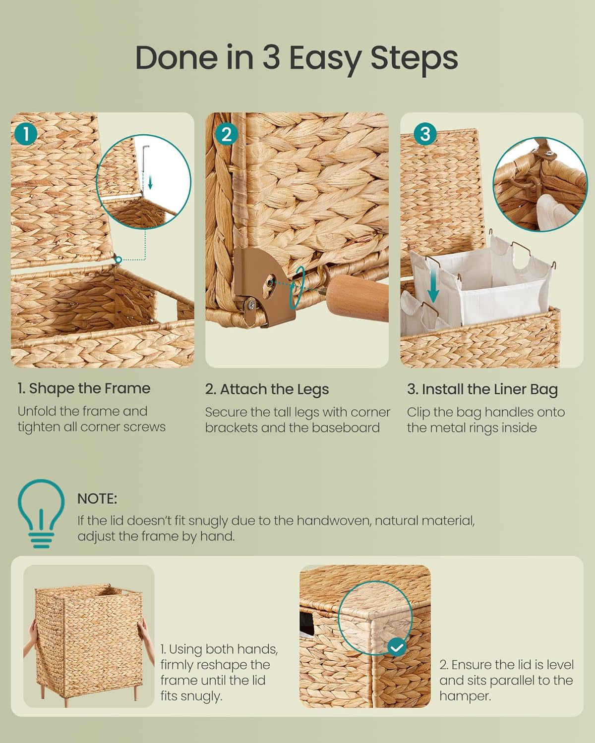 Laundry Hamper 2 Sections, 34.3 Gal. (130 L) Handwoven Water Hyacinth Wicker Laundry Basket with Lid, Natural Material, Removable Machine Washable Liners, Handles, Natural ULCB202Y01