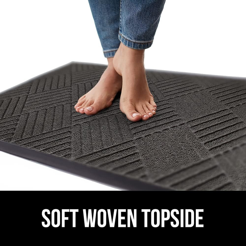 100% Waterproof All-Season Weathermax Doormat US Designed Natural Rubber, Stain and Fade Resistant, Low Profile Indoor Outdoor Door Mats, Easy Clean Patio Mat, 17X29, Gray Diamond
