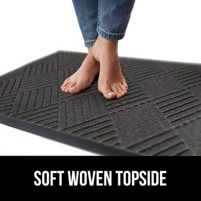 100% Waterproof All-Season Weathermax Doormat US Designed Natural Rubber, Stain Fade Resistant, Low Profile Indoor Outdoor Door Mats, Easy Clean, 17X29 Gray Diamond