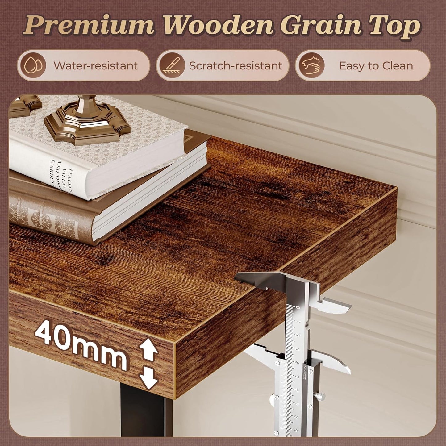 47.2 Inch Entryway Table, 2-Tier Industrial Console Sofa Table, Accent Table with Storage, for Entry, Hallway, Entrance, Foyer, T-Shaped Metal Frame, Rustic Brown