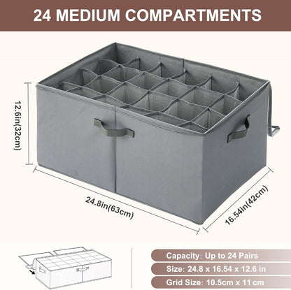 Shoe Organizer for Closet Shoe Storage Boxes Holder Containers Collapsible Fabric Shoes Cube Compact Bins for Dorm, Small Spaces, Fits Sandals, Large Shoes up to 24Pairs
