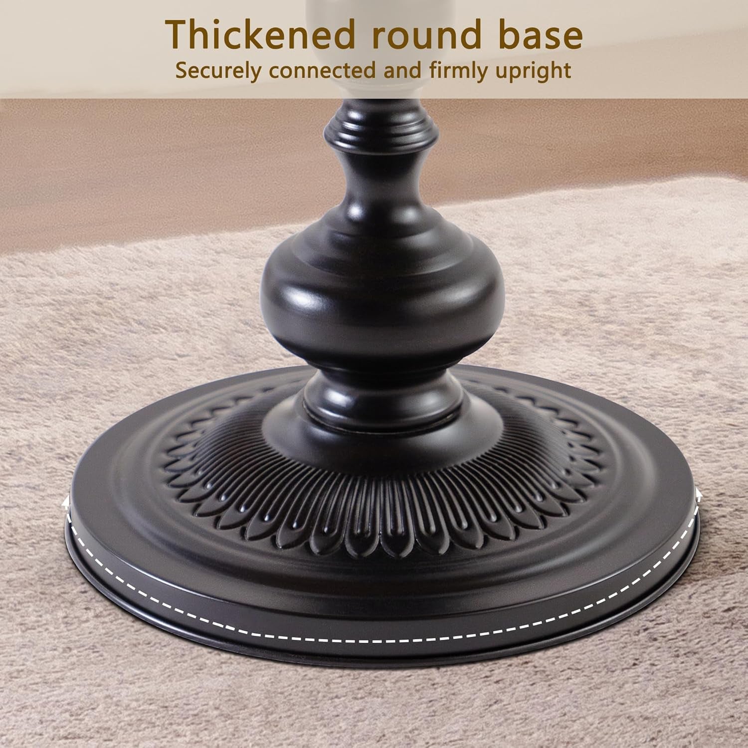 Round End Table, Framhose Small Side Table with Wood Top and Black Base, Pedestal Table for Living Room Corners Bedroom Patio and Bar（20" Hight）