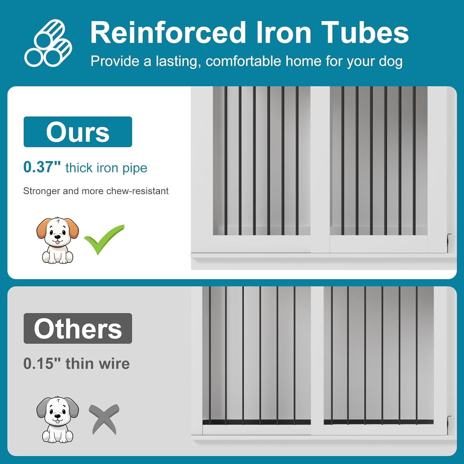 71'' Dog Crate Furniture for 2 Dogs, Wooden Double Dog Crate Large Breed with Cushion, XXL Indoor Dog Kennel Tv Stand End Table with Divider for Large Medium Dogs