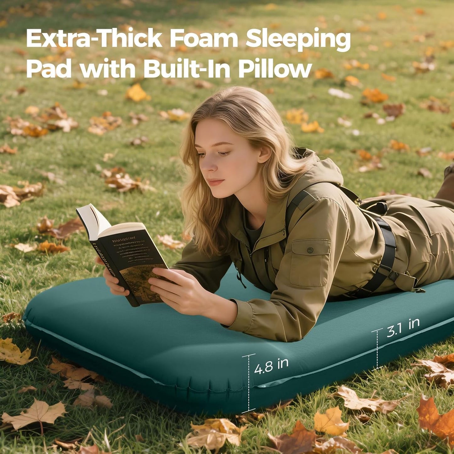 Self Inflating Sleeping Pad with Electric Pump, 3.15" Ultra-Thick Memory Foam Camping Pad, 4 Season Camping Mattress Pad with Built-In Pillow, Camping Essentials Gear for Tent Travel Car