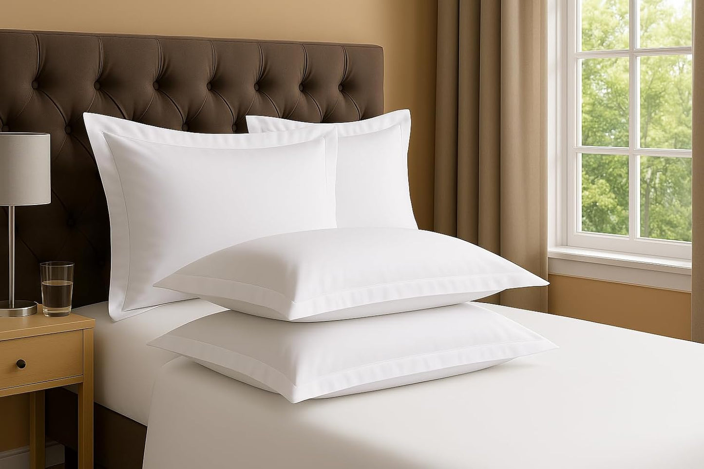 2 Pack Pillow Shams King Size 20X40 – 600 Thread Count 100% Organic Cotton White Pillow Covers with 2 Inch Decorative Flange, Soft & Smooth Premium Hotel-Quality Pillowcases Set of 2