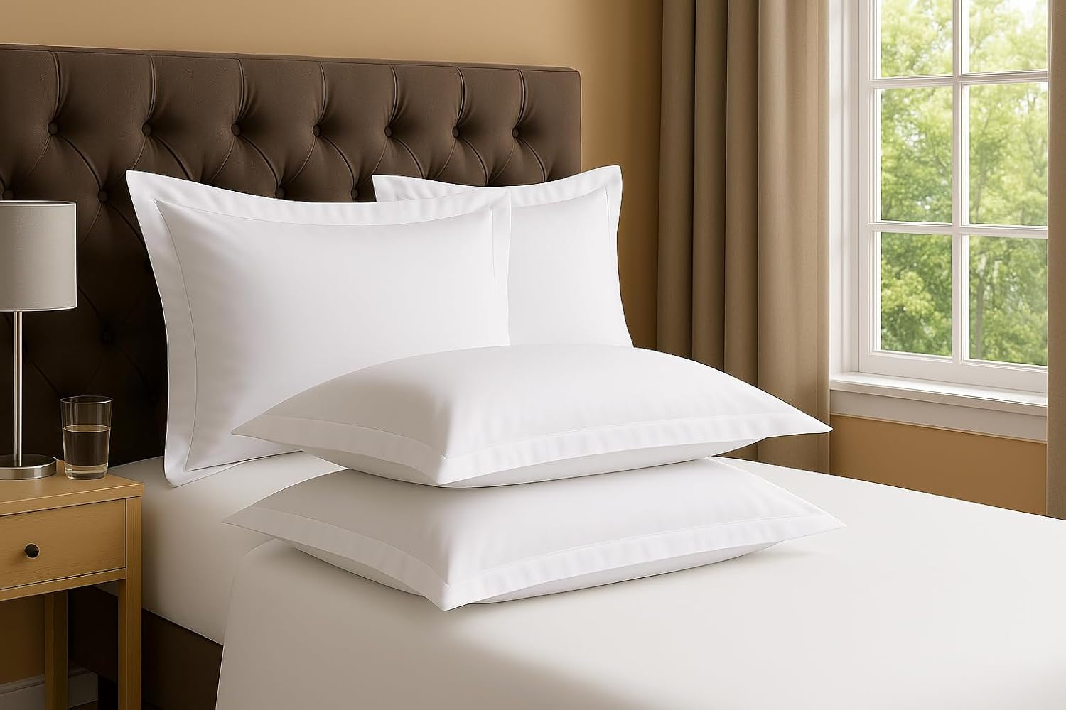 2 Pack Pillow Shams King Size 20X40 – 600 Thread Count 100% Organic Cotton White Pillow Covers with 2 Inch Decorative Flange, Soft & Smooth Premium Hotel-Quality Pillowcases Set of 2