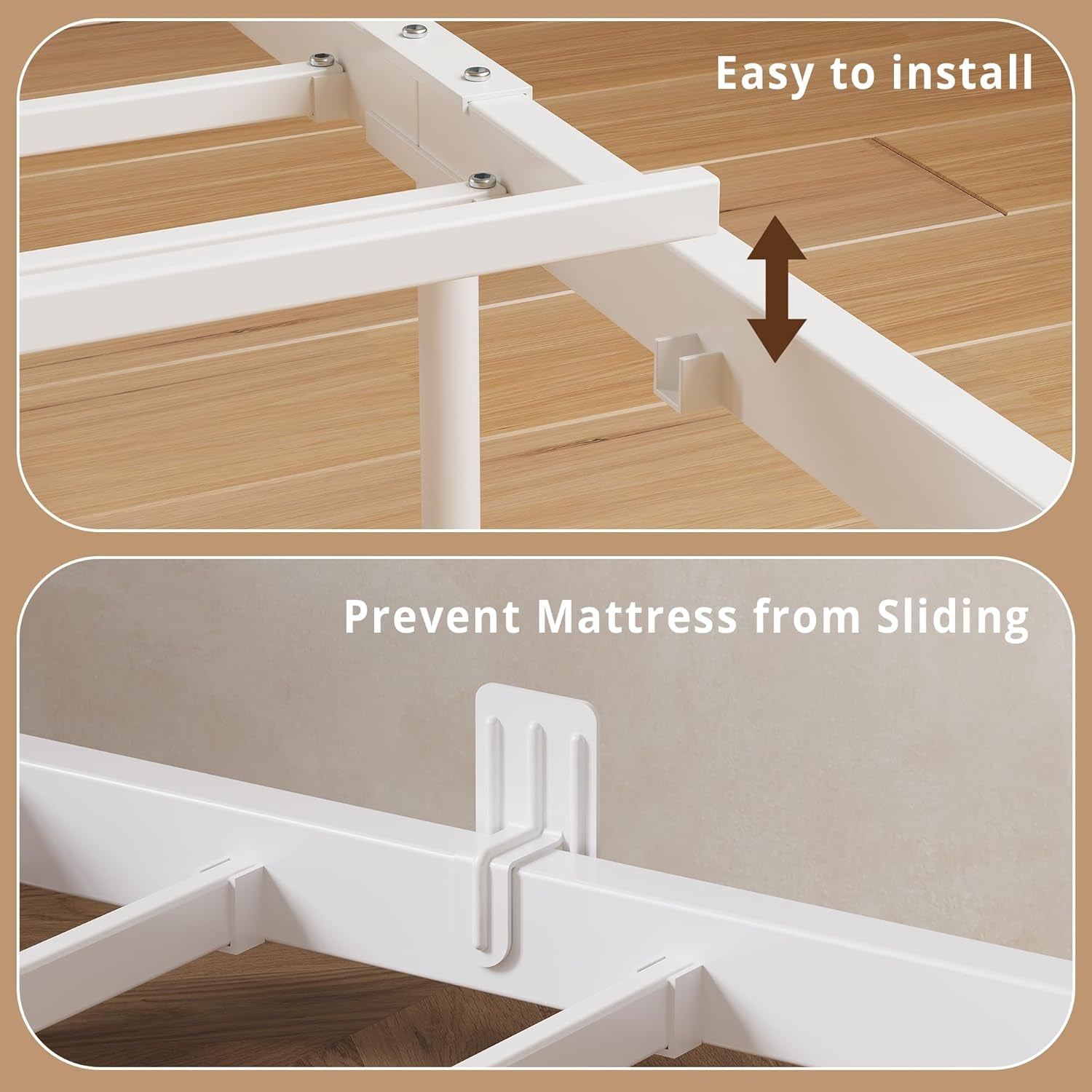 Daybed with Trundle, Sturdy Metal Twin Bed Frame with X-Shaped Frame, Upholstered Farmhouse Daybed with Charging Station for Living Room, Bedroom, and Guest Room, White/Walnut