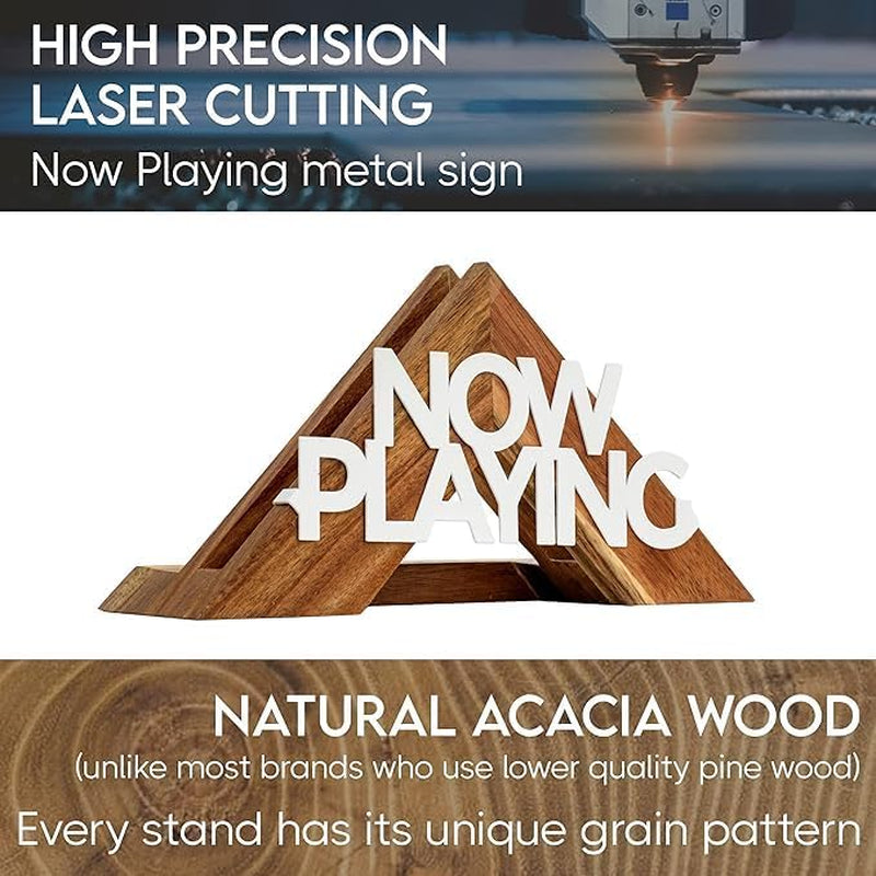 Tabletop Now Playing Vinyl Record Stand - Wooden Vinyl Record Holder - LP Shelf - No-Tool Assembly