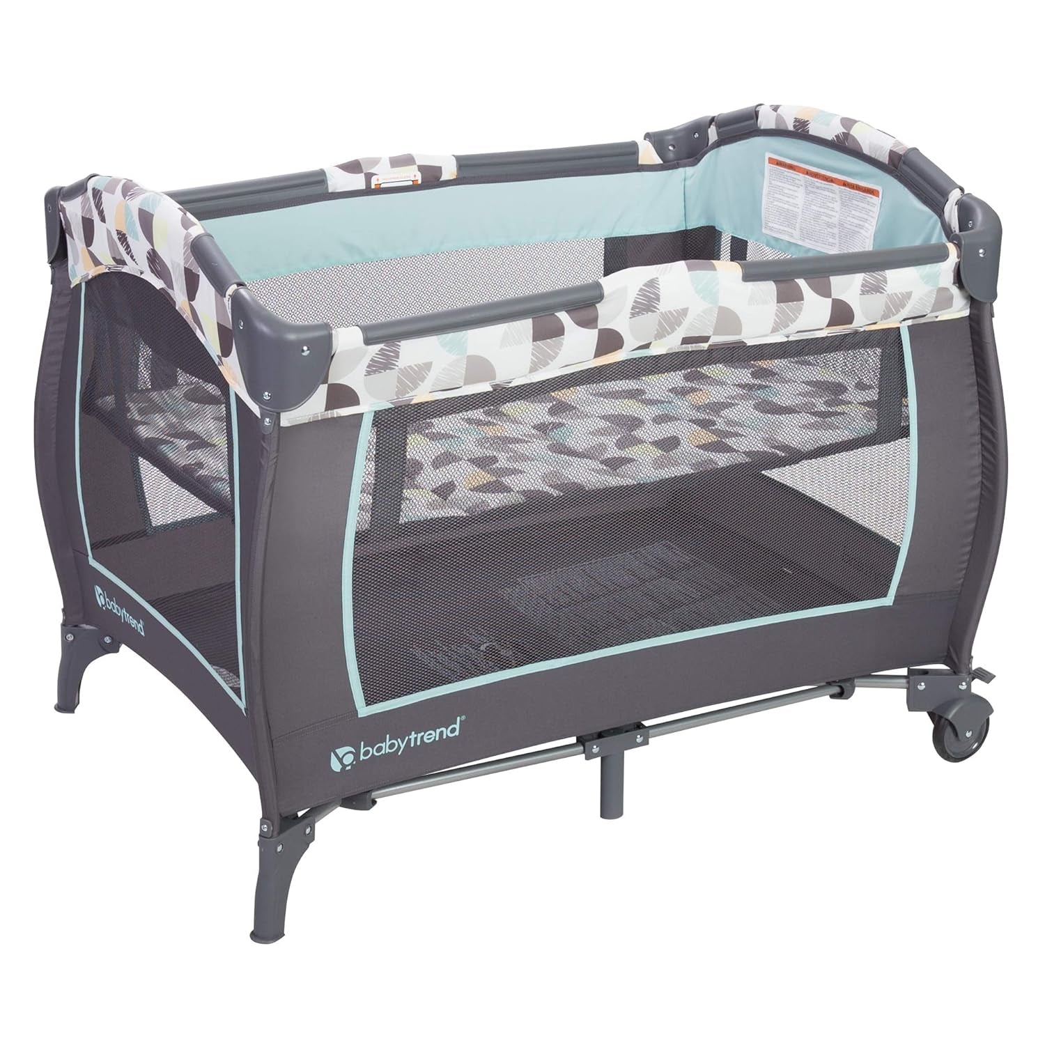 Nursery Center, Portable Playard with Bassinet, Changing Table and Storage Organizer, Trend-E - Foldable and Convertible Travel Play Crib for Babies and Toddlers, Doodle Dots