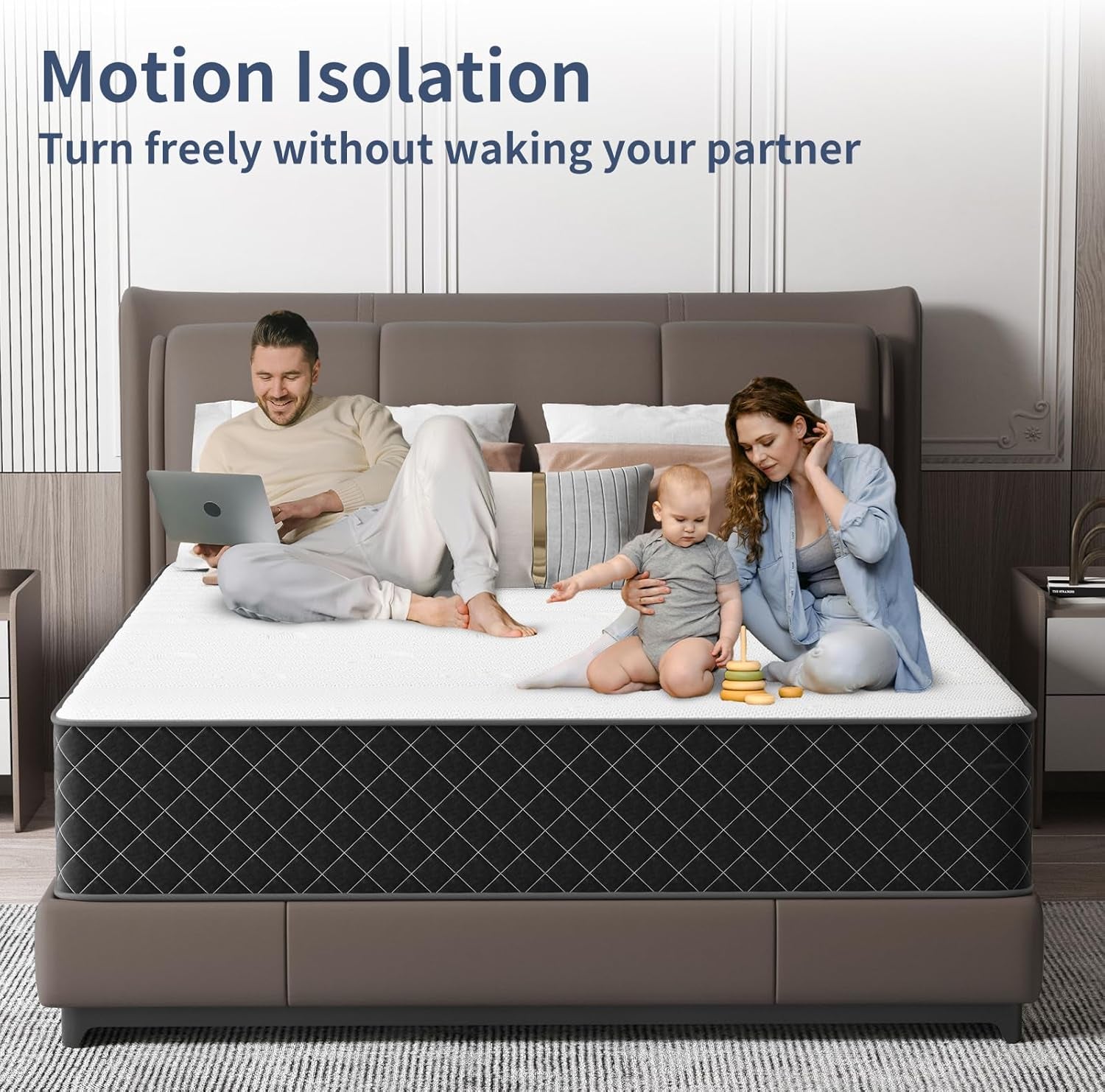 Queen Mattress, 12 Inch Hybrid Mattress with Breathable Foam and Pocket Springs, Medium Firm Memory Foam Mattress for Back Pain Relief, Mattress in a Box, 60×80×12 Inch