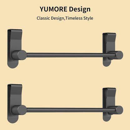 Matte Black over Door Towel Rack, Stainless Steel over Cabinet Cupboard Towel Bar Kitchen Bathroom Towel Holder, Storage Dish Towel Holder, 2 Pack,