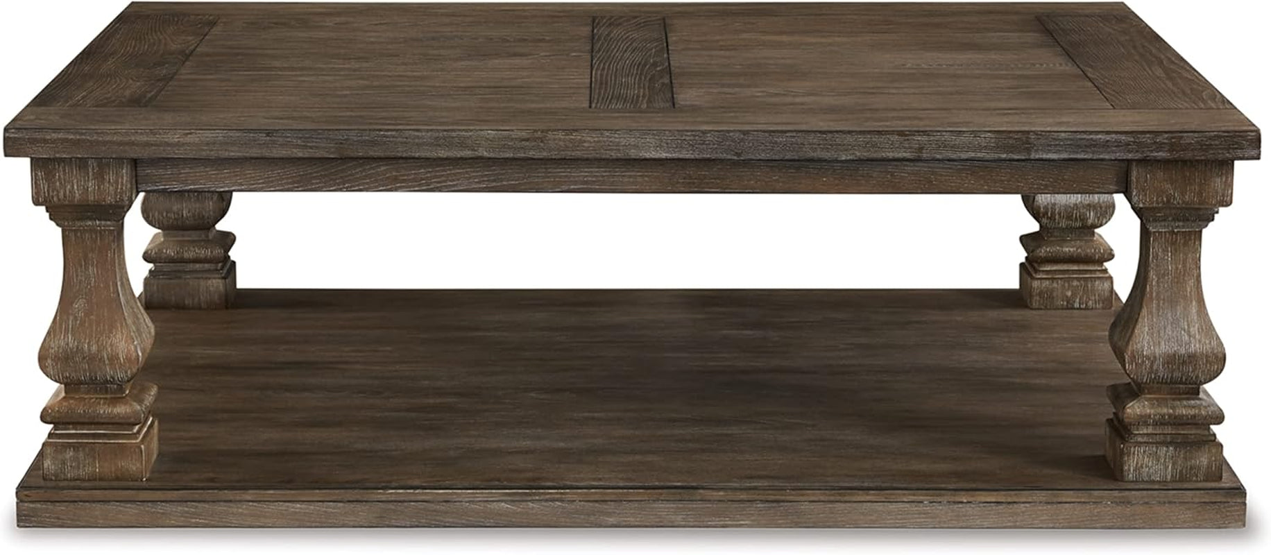Johnelle Farmhouse Coffee Table with Weathered Gray Finish, Gray