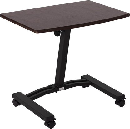 WEB162 Mobile Laptop Computer Desk Cart Height-Adjustable from 20.5" to 33", Slim, Walnut