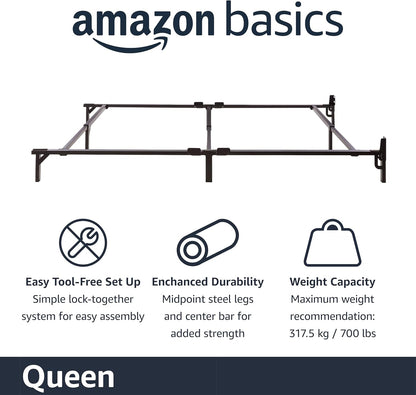 Metal Bed Frame(Box Spring Required), 9-Leg Base for Box Spring and Mattress, Queen, Tool-Free Easy Assembly, 79.5" L X 59.5" W X 7" H, Black