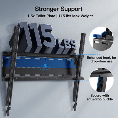 Tilting TV Wall Mount Bracket Low Profile for Most 23-60 Inch LED LCD OLED, Plasma Flat Screen Tvs with VESA 400X400Mm Weight up to 115Lbs, Fits 16" Wood Stud