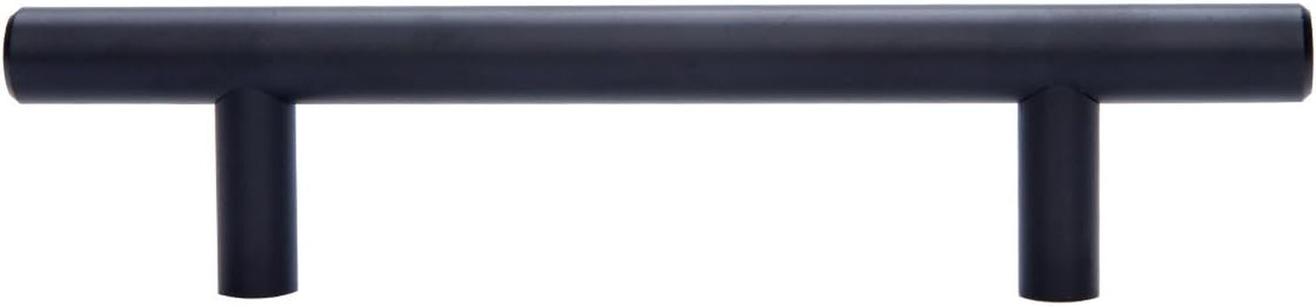 Euro Bar Cabinet Handles, Drawer Pulls, 5.38-Inch Length, 3-Inch Hole Center, 1/2-Inch Diameter, Matte Black, 10-Pack, AB1500-FB-10