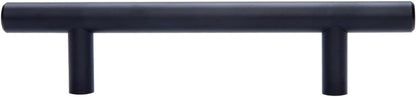 Euro Bar Cabinet Handles, Drawer Pulls, 5.38-Inch Length, 3-Inch Hole Center, 1/2-Inch Diameter, Matte Black, 10-Pack, AB1500-FB-10