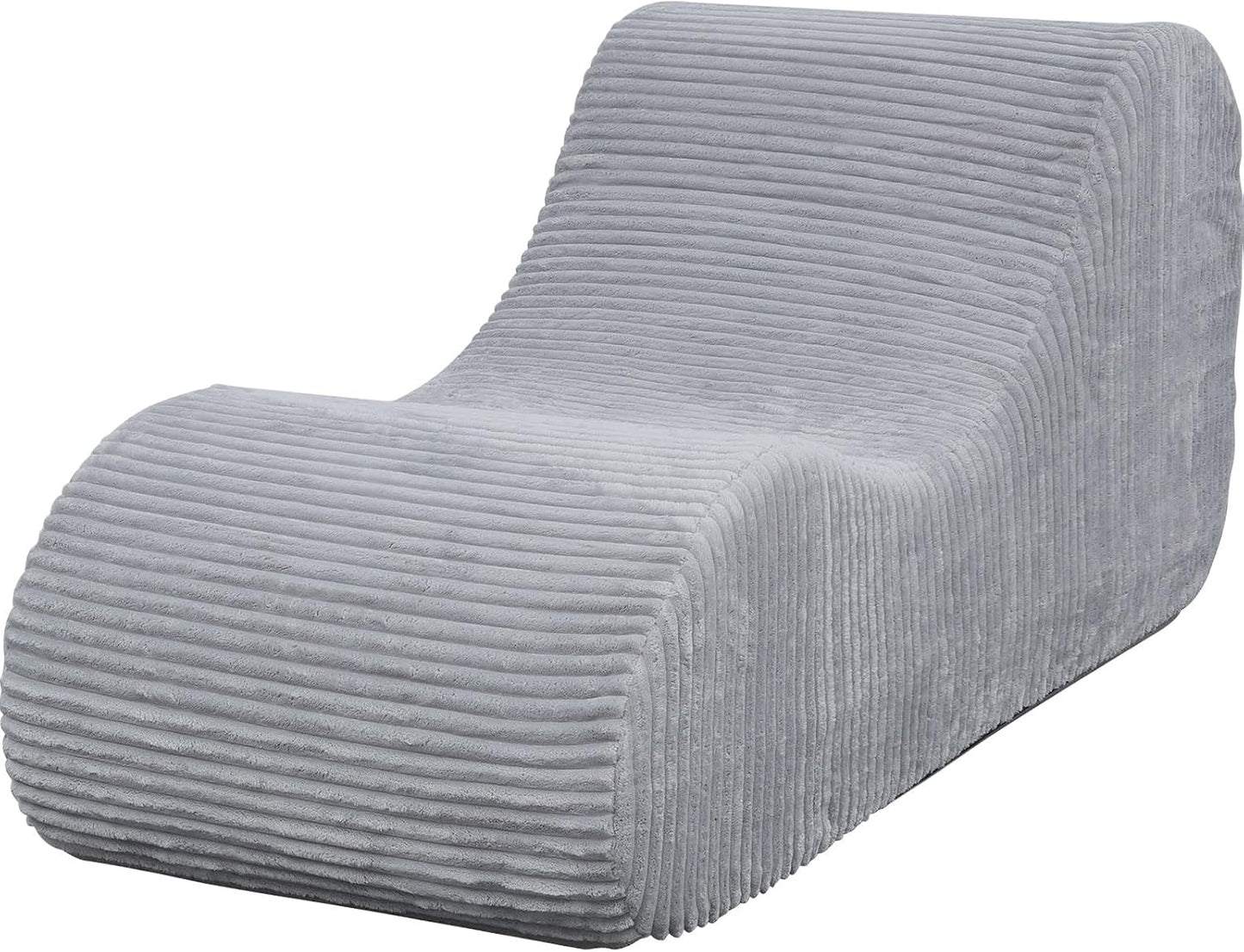 Corduroy Chaise Lounge Chair Couch Indoor Boneless Oversized High-Density Sponge Soft Sofa, Light Grey