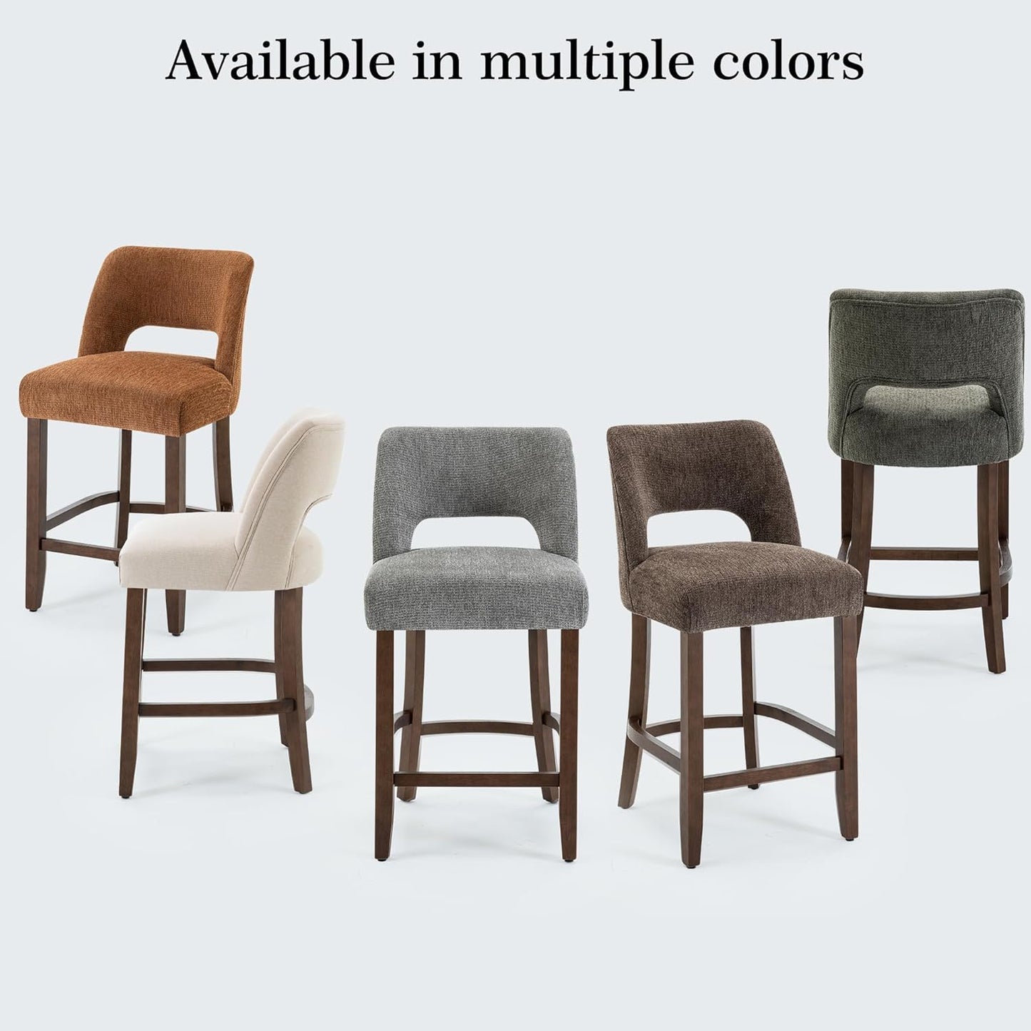Bar Stools Set of 4,Upholstered Counter Height Bar Stools,Modern Counter Stools with Wood Legs for Kitchen Island Dining Room Bar,Beige