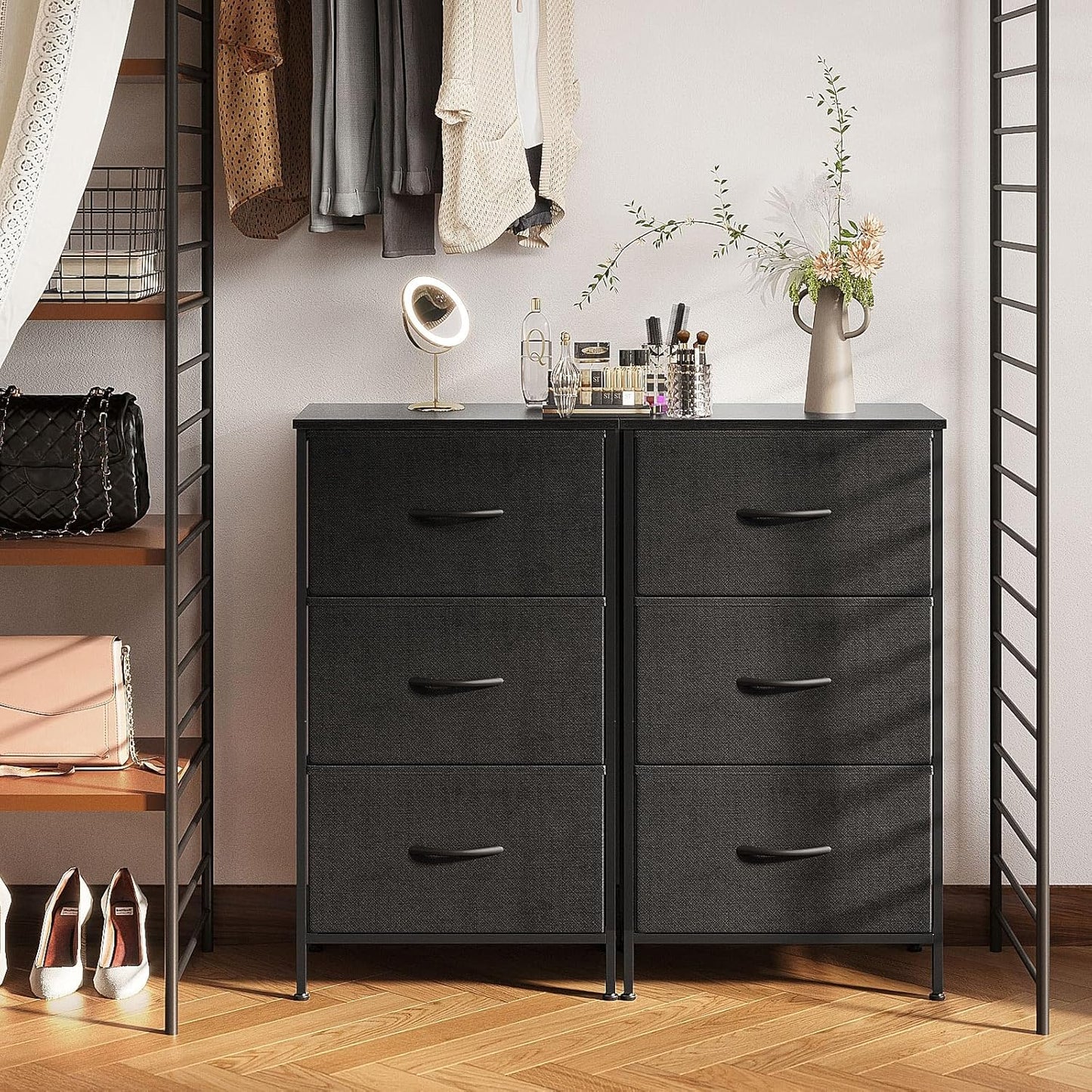 Dresser for Bedroom Nightstand Small Dressers Chest of Drawers End Table for Living Room, Closet Dresser with 3 Storage Drawers Organizer Clothes, Black