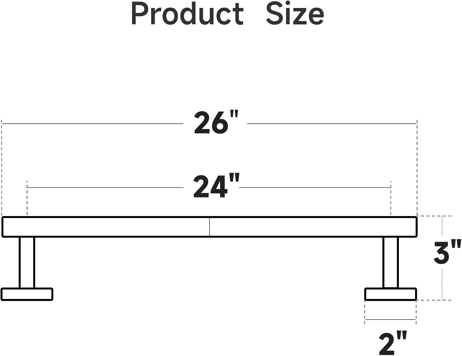 Brushed Nickel Towel Bar, 24-Inch Towel Rack for Bathroom Wall Mounted, Thicken SUS304 Stainless Steel Towel Rod Modern Home Decor (Total Length 26-Inch)