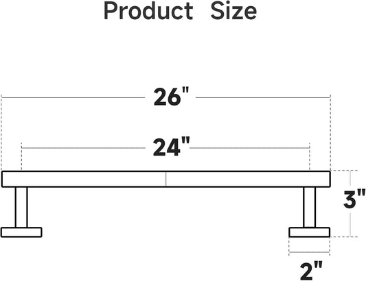 Brushed Nickel Towel Bar, 24-Inch Towel Rack for Bathroom Wall Mounted, Thicken SUS304 Stainless Steel Towel Rod Modern Home Decor (Total Length 26-Inch)