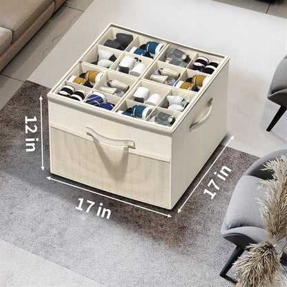 Shoe Organizer for Closet,2 Pack Foldable Shoe Storage Organizer Box Bin with Adjustable Dividers and Clear Cover, Fits up to 16-32 Pairs