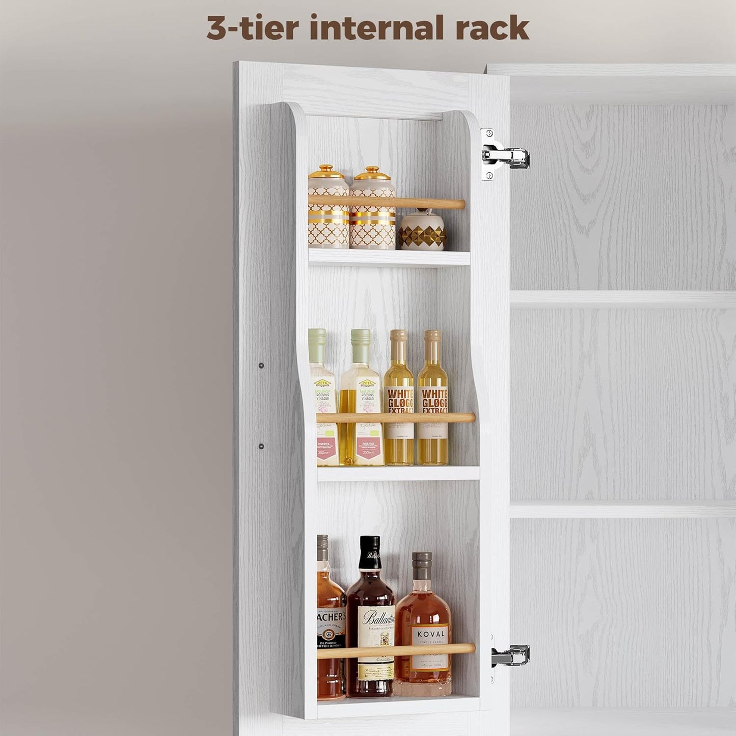 71" Kitchen Pantry Storage Cabinet with Storage Rack, Pegboard Doors, 4 Adjustable Shelves, Food Pantry Cabinet, Freestanding Tall Cupboard for Dining Room, Kitchen, White