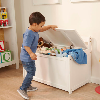 Toy Chest, Wooden Toy Storage Box with Safety-Hinged Lid, Kids Toys Storage Organizer for Playroom, Bedroom, & Montessori Classroom Furniture for Boys & Girls Ages 3+