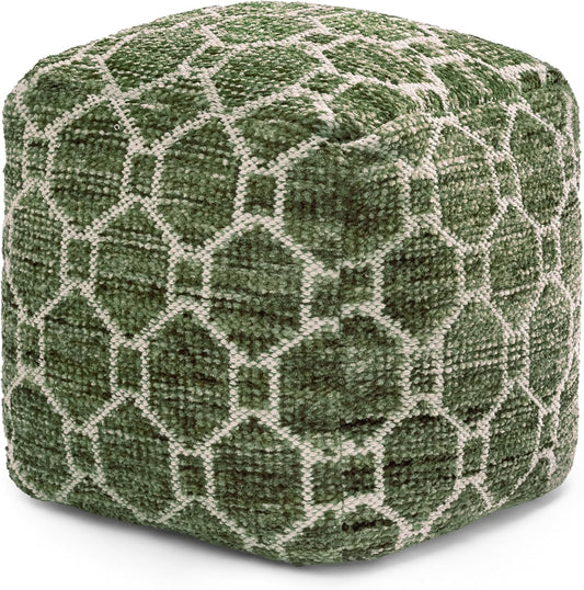 100% Handmade & Handcrafted Comfortable Home Décor Pouf Ottoman Footrest for Living Room, Bedroom, Nursery, Kidsroom, Patio Furniture - (20" X 20" X 20" - Green)
