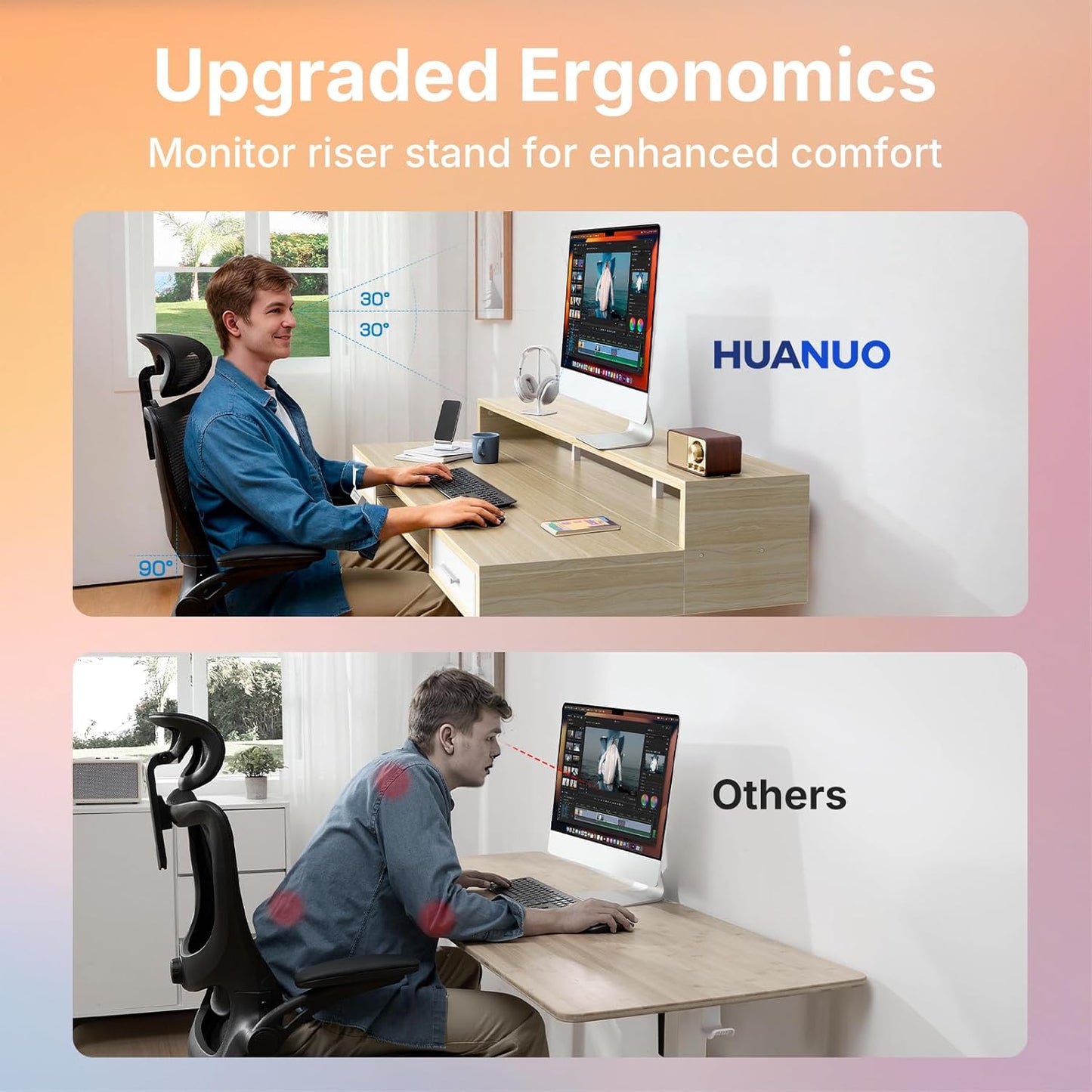 55″ X 26″ Electric Standing Desk with 2 Drawers &24.4″ Large Keyboard Tray, C-Clamp Mount Compatible, Adjustable Computer Desk for Office, Sit Stand up Desk with 4 Height Presets, Light Walnut