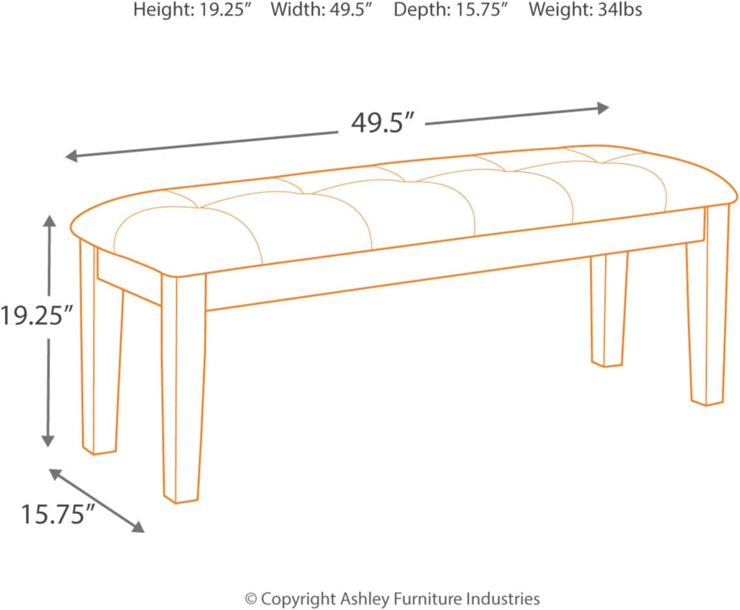 Haddigan Traditional Upholstered Dining Room Bench, Dark Brown