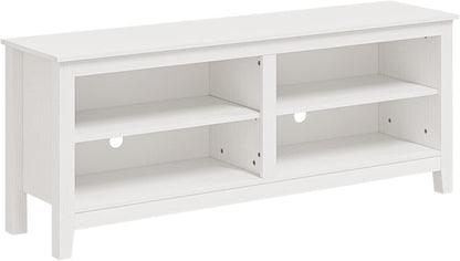 TV Stand, Classic 4 Cubby TV Stand for 60 Inch TV, Entertainment Center Media Television Stand for Living Room Bedroom (White, 55 Inch)