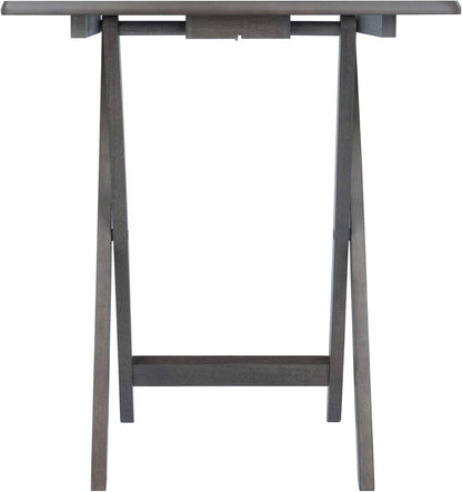 Dorian Oversized Snack Table Set, Oyster Gray (Brown Base) (Replace Color May Vary)., 23.62 X 15.75 X 25.51, 5Pc