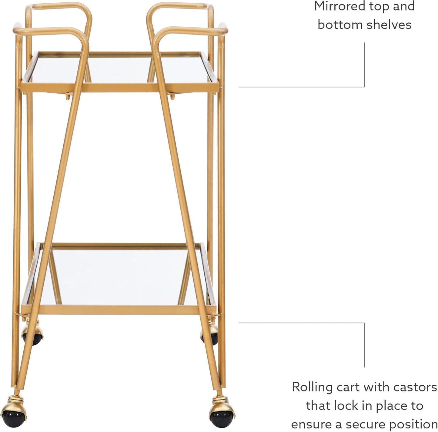 Gina Mid-Century Bar Cart, Gold