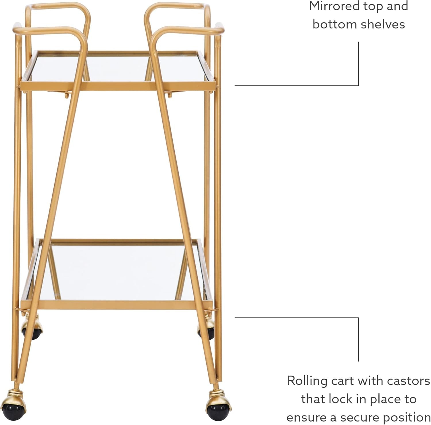 Gina Mid-Century Bar Cart, Gold