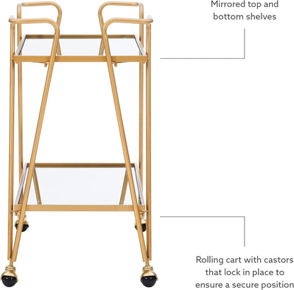 Gina Mid-Century Bar Cart, Gold