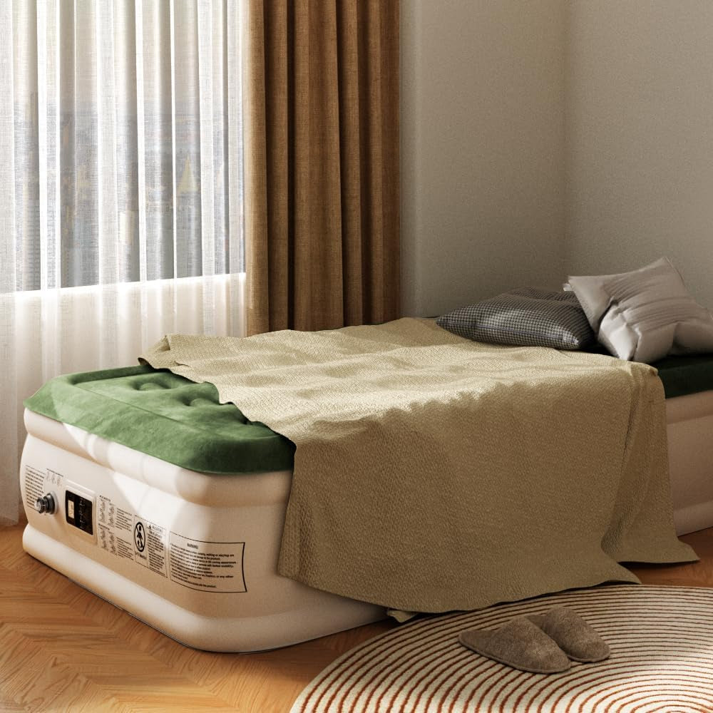Air Mattress with Built in Pump - Upgraded Twin Blow up Mattress, 2 Mins Quick Self Inflatable,18"/550Lbs Max, Strong Support, for Camping,Home,Guests,Portable Travel