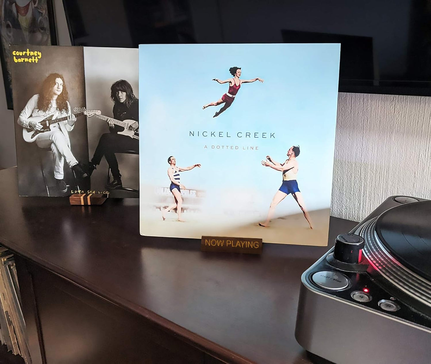 Now Playing Vinyl Record Stand | Wooden Vinyl Record Holder Display | Wood Records Storage Stands for Albums & Turntables Gifts | Now Spinning Vinyl Accessories Rack