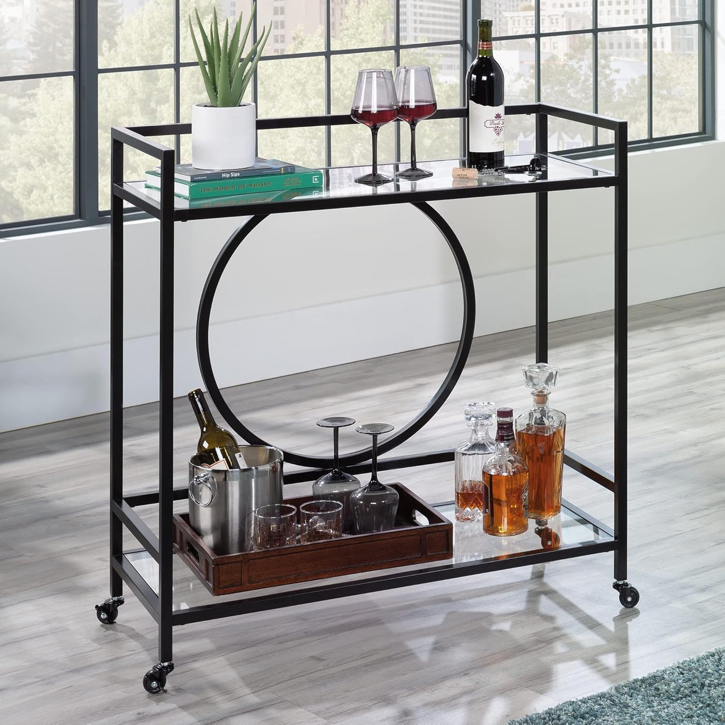 International Lux Bar Cart, Black Finish