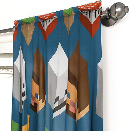 Minecraft Isometric Blue 63 in Drapes 4 Piece Set - Beautiful Room Decor&Easy Set Up, Bedding Features Creeper - Window Curtains Include 2 Panels&2 Tiebacks (Official Minecraft Product)