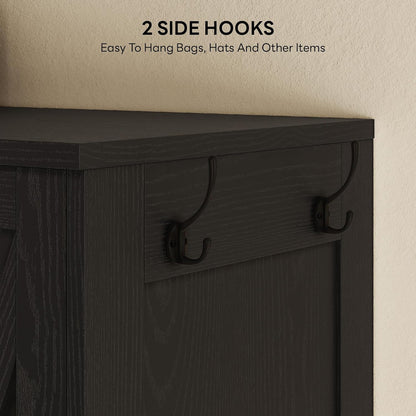 Armoire Wardrobe Closet 70 Inches, Large Storage with Mirror, 2 Doors, Drawer, and Shelves, Modern Bedroom Freestanding Wooden Wardrobe Combination with Hanging Rail, Black